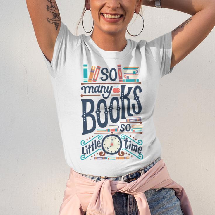 So Many Books So Little Time 230 Trending Shirt Unisex Jersey Short Sleeve Crewneck Tshirt