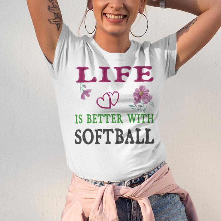 Softball Sport Lover Life Is Better With Softball Unisex Jersey Short Sleeve Crewneck Tshirt