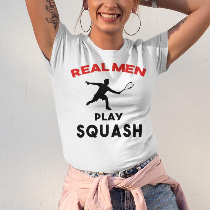 Squash Men Sport Awesome Idea Real Men Play Squash Unisex Jersey Short Sleeve Crewneck Tshirt