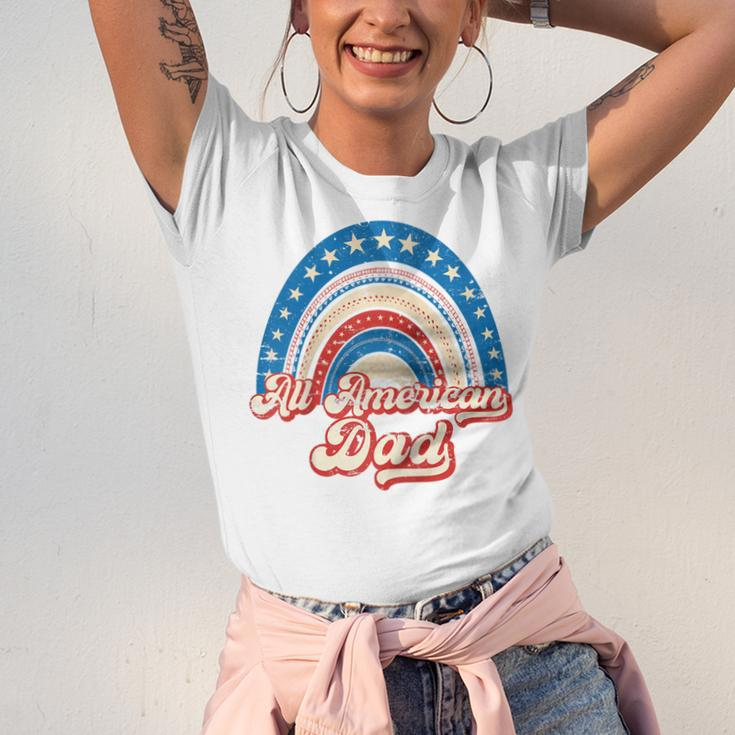 Us Flag Rainbow All American Dad 4Th Of July Mothers Day Unisex Jersey Short Sleeve Crewneck Tshirt