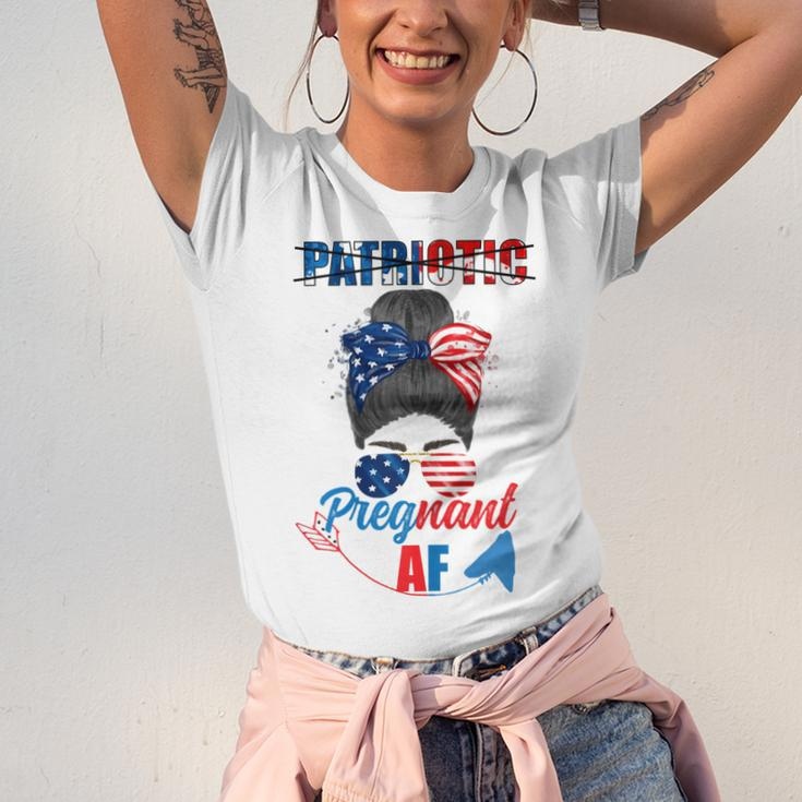 Womens Patriotic Pregnant Af Baby Reveal 4Th Of July Pregnancy V2 Unisex Jersey Short Sleeve Crewneck Tshirt