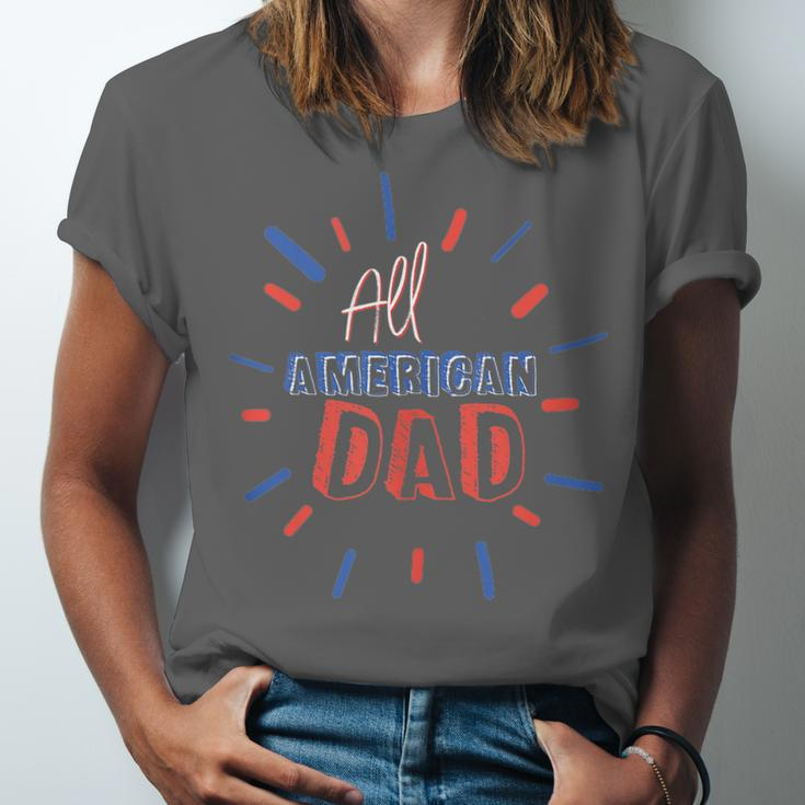 Mens All American Dad 4Th Of July Family Matching Cute Holiday Unisex Jersey Short Sleeve Crewneck Tshirt