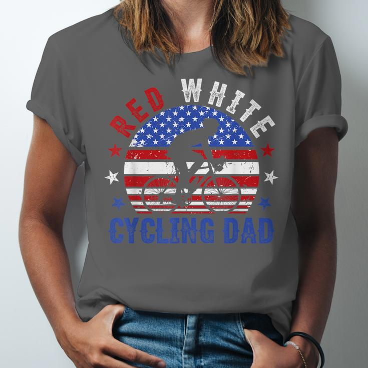 Mens Red White Cycling Dad 4Th Of July American Flag Gift Unisex Jersey Short Sleeve Crewneck Tshirt
