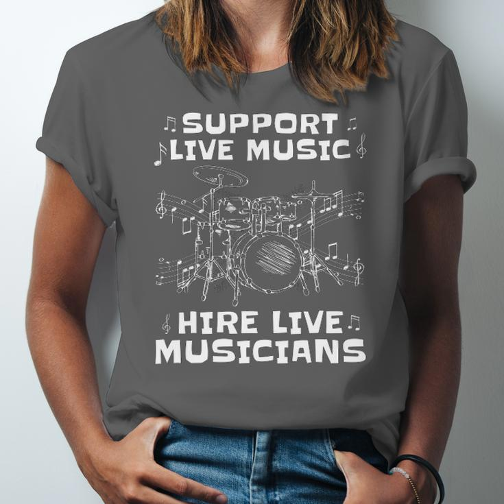Support Live Music Hire Live Musicians Drummer Jersey T-Shirt