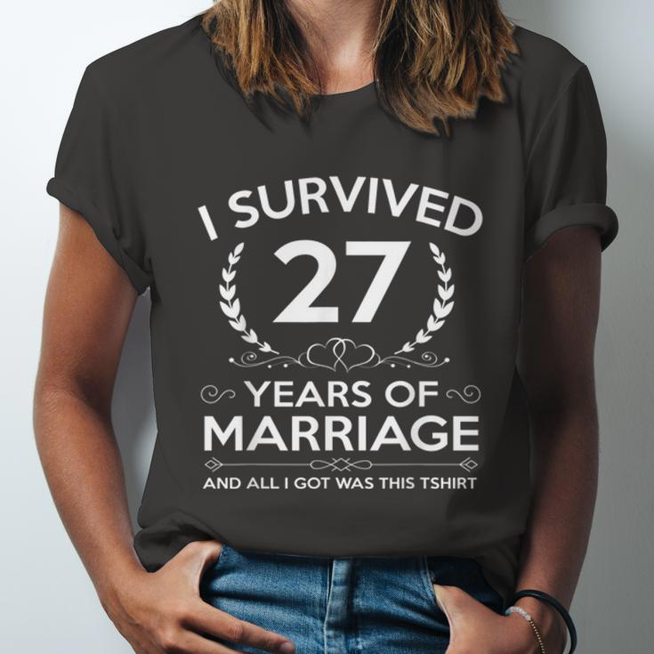 27Th Wedding Anniversary Gifts Couples Husband Wife 27 Years V2 Unisex Jersey Short Sleeve Crewneck Tshirt