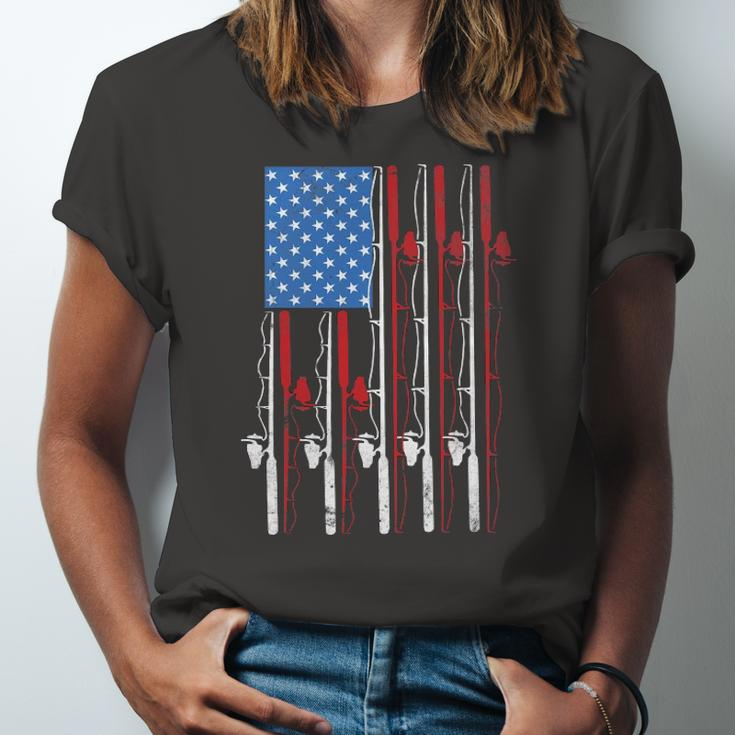American Flag Fishing Patriotic FishermanFishing Rods Flag Jersey T-Shirt