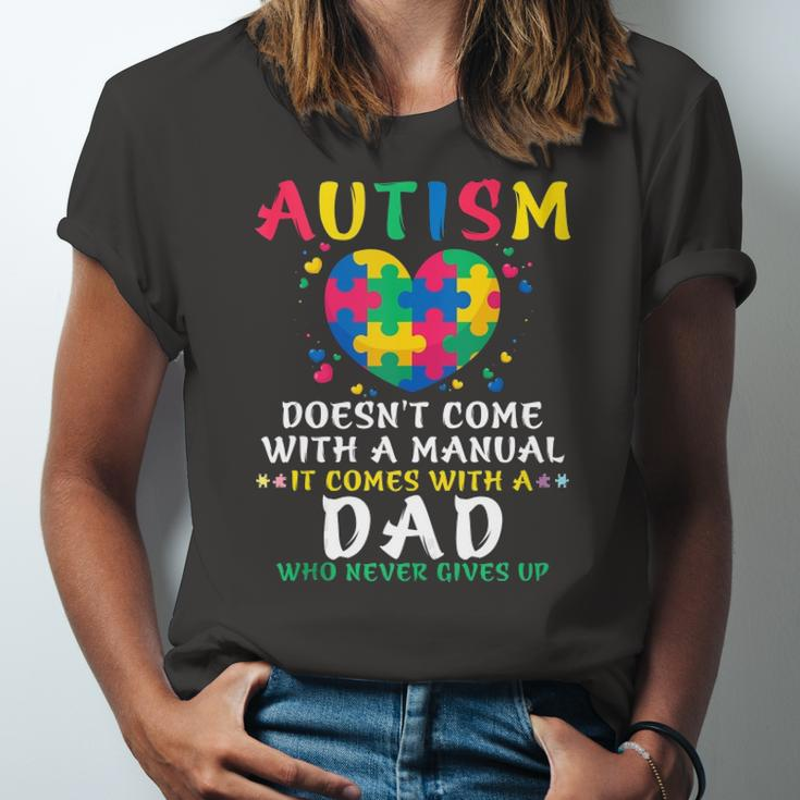 Autism Doesnt Come With Manual Dad Autism Awareness Puzzle Jersey T-Shirt