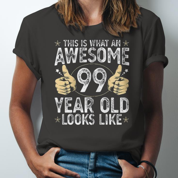 This Is What An Awesome 99 Years Old Looks Like 99Th Birthday Zip Jersey T-Shirt