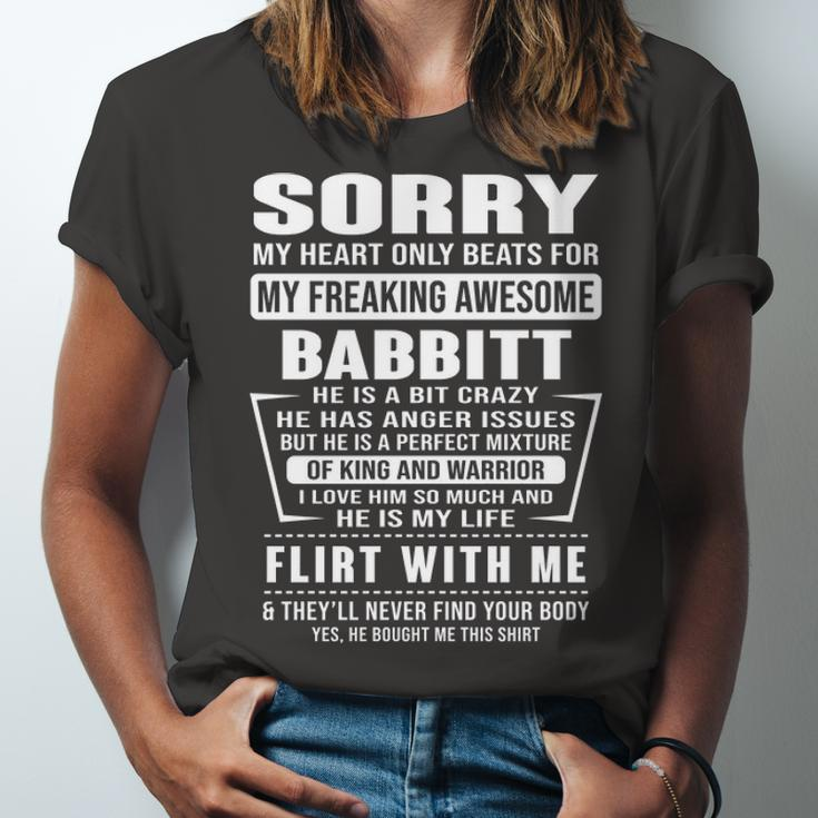 Babbitt Name Gift Sorry My Heart Only Beats For Babbitt Unisex Jersey Short Sleeve Crewneck Tshirt