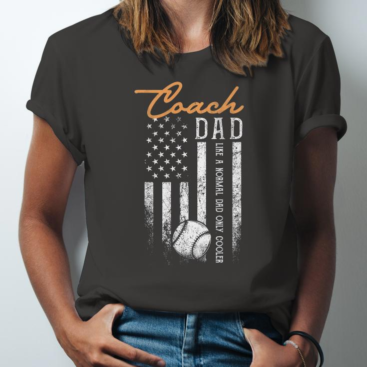 Baseball Coach Dad Like A Normal Dad Only Cooler Usa Flag Jersey T-Shirt