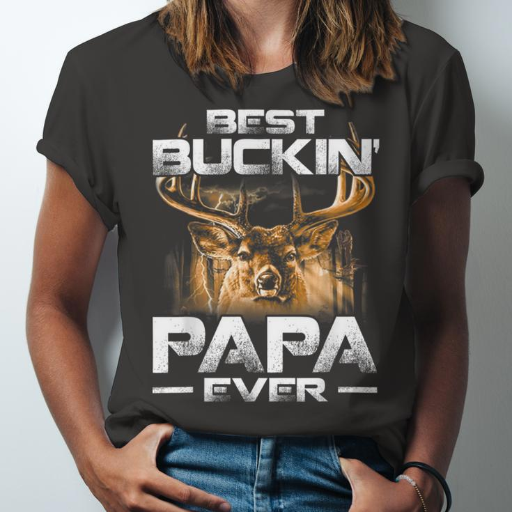 Best Buckin Papa Ever Deer Hunting Bucking Father Unisex Jersey Short Sleeve Crewneck Tshirt