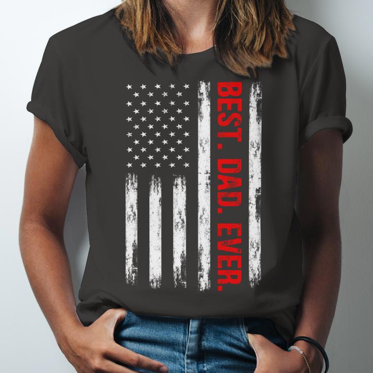 Best Dad Ever American Flag Proud Dad From Daughter Son Unisex Jersey Short Sleeve Crewneck Tshirt