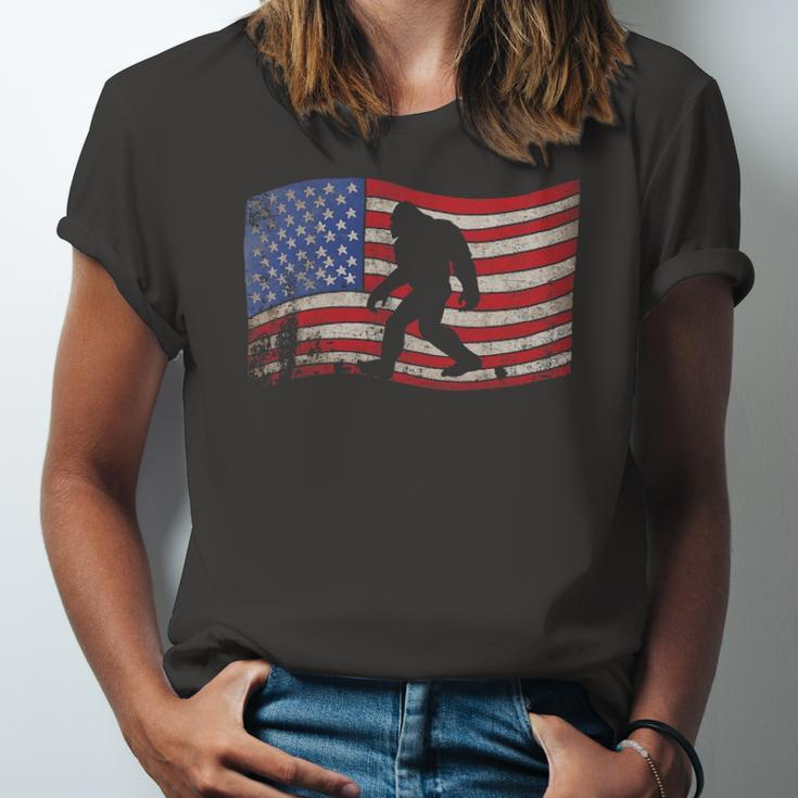 Bigfoot American Flag Sasquatch 4Th July Jersey T-Shirt