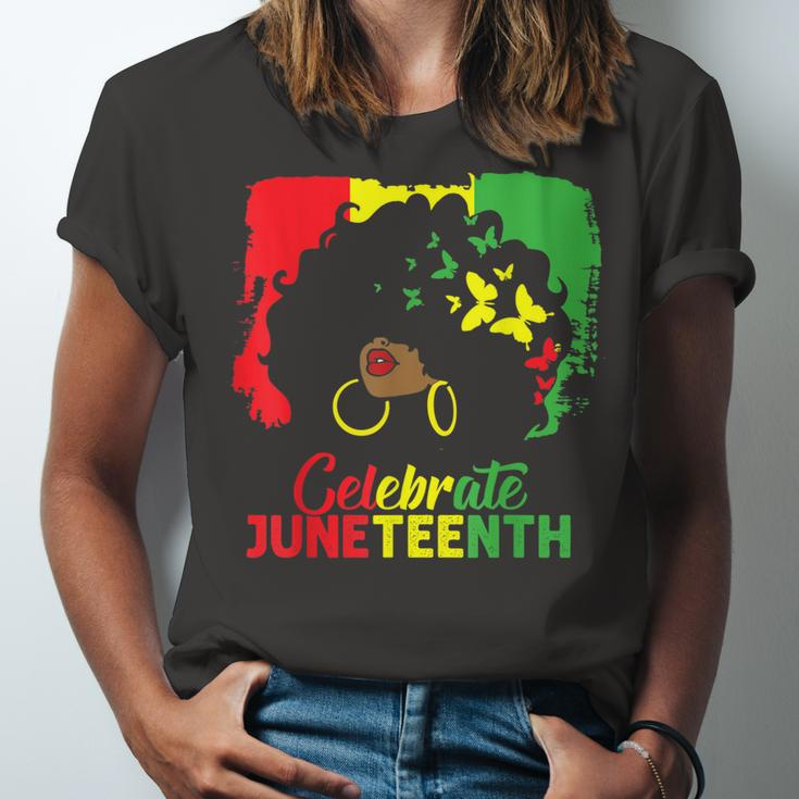 Black Messy Bun Juneteenth Celebrate Indepedence Day Jersey T-Shirt