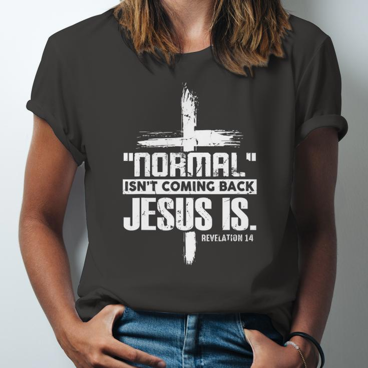 Christian Cross Faith Quote Normal Isnt Coming Back Jersey T-Shirt