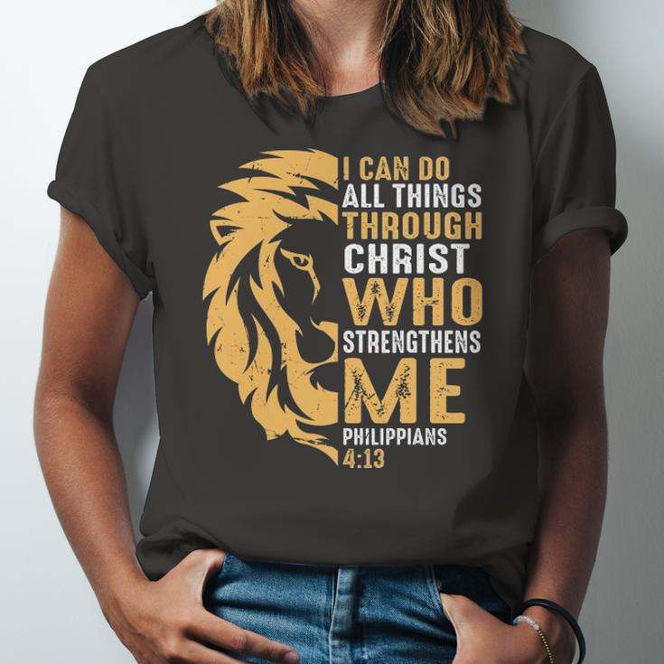 Christian I Can Do All Things Through Christ Lion Faith Jersey T-Shirt