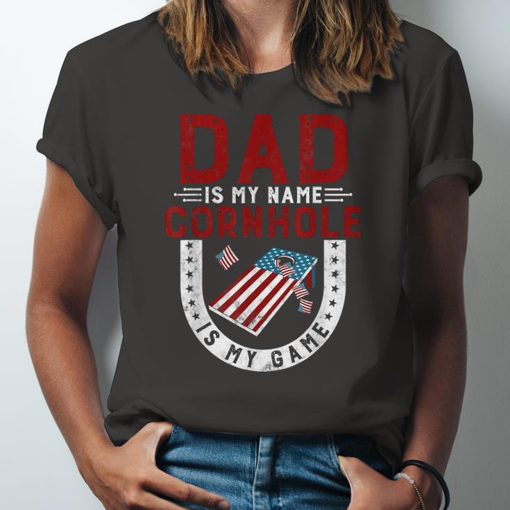Cornhole Player Dad Is My Name Cornhole Is My Game Jersey T-Shirt