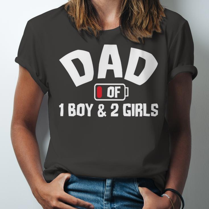 Dad Of One Boy And Two Girls Unisex Jersey Short Sleeve Crewneck Tshirt