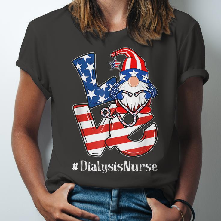 Dialysis Nurse 4Th Of July Love Gnome Dialysis Nurse Love Unisex Jersey Short Sleeve Crewneck Tshirt