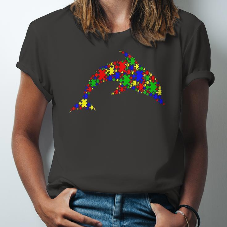Dolphin Puzzle Animals Lover Autism Awareness Jersey T-Shirt