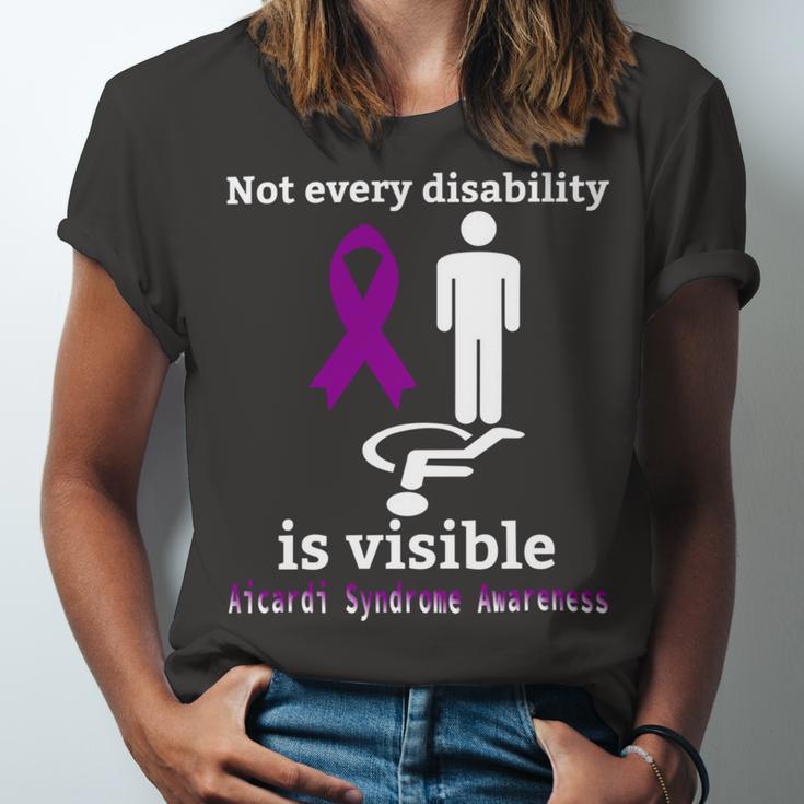 Every Disability Is Visible Aicardi Syndrome Awareness Purple Ribbon Aicardi Syndrome Support Aicardi Syndrome Awareness Unisex Jersey Short Sleeve Crewneck Tshirt