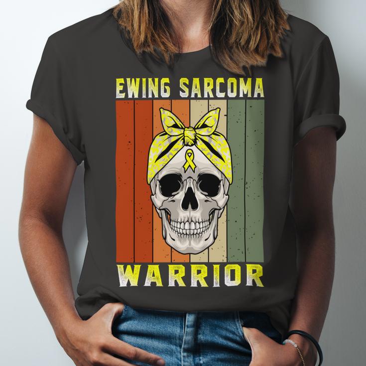 Ewings Sarcoma Warrior Skull Women Vintage Yellow Ribbon Ewings Sarcoma Ewings Sarcoma Awareness Unisex Jersey Short Sleeve Crewneck Tshirt