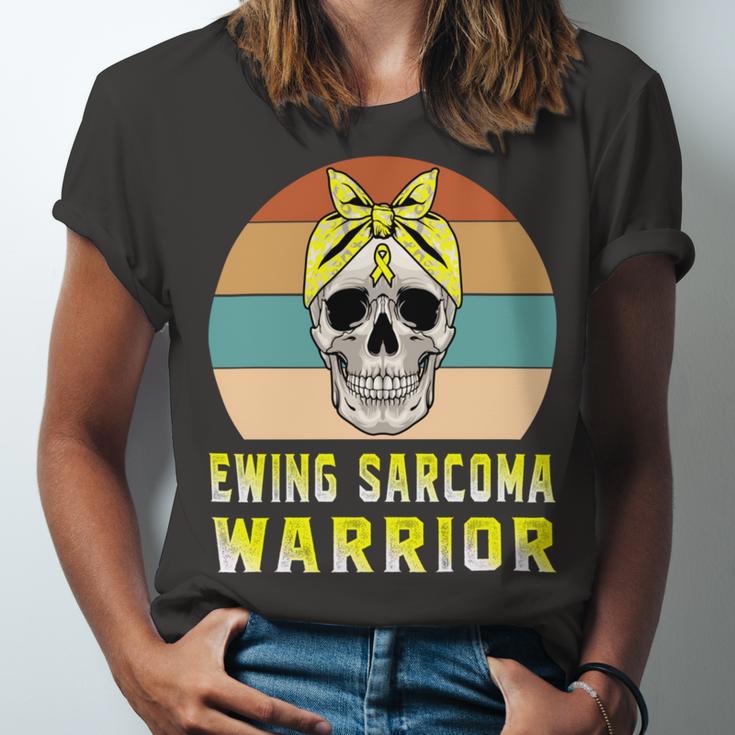 Ewings Sarcoma Warrior Skull Women Vintage Yellow Ribbon Ewings Sarcoma Ewings Sarcoma Awareness V2 Unisex Jersey Short Sleeve Crewneck Tshirt