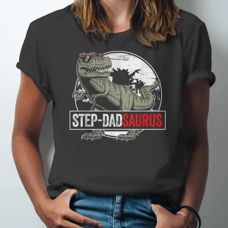 Fathers Day Step Dadsaurusrex Dinosaur Step Dad Jersey T-Shirt