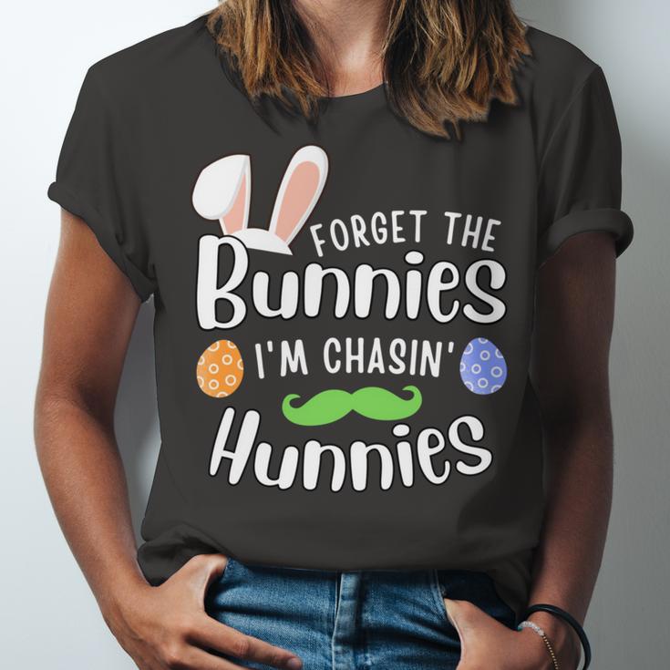 Forget The Bunnies Im Chasing Hunnies Funny Boys Easter Gift Unisex Jersey Short Sleeve Crewneck Tshirt