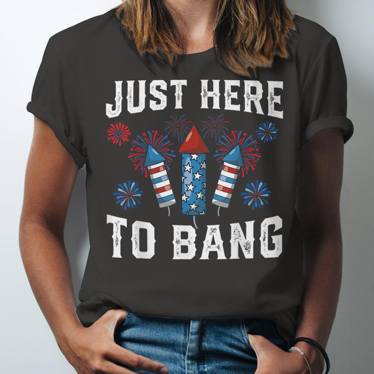 Fourth Of July 4Th Of July Fireworks Just Here To Bang Unisex Jersey Short Sleeve Crewneck Tshirt