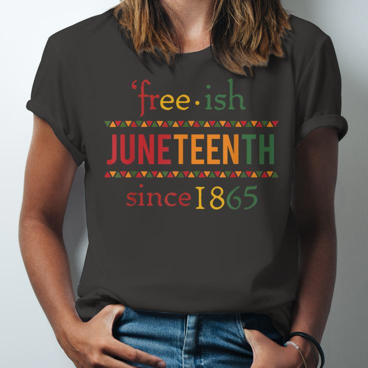Free-Ish Since 1865 With Pan African Flag For Juneteenth Unisex Jersey Short Sleeve Crewneck Tshirt