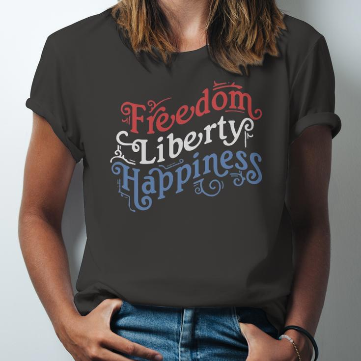 Freedom Liberty Happiness Red White And Blue Jersey T-Shirt
