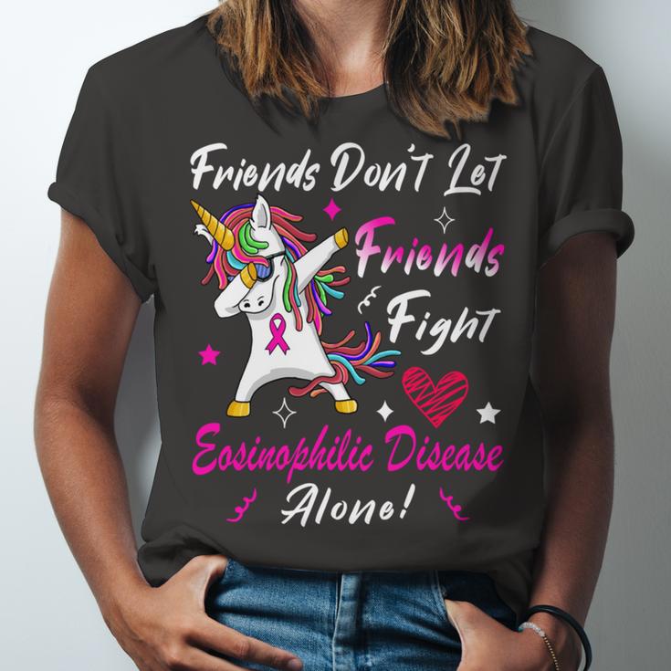 Friends Dont Let Friends Fight Eosinophilic Disease Alone Pink Ribbon Eosinophilic Disease Eosinophilic Disease Awareness Unisex Jersey Short Sleeve Crewneck Tshirt