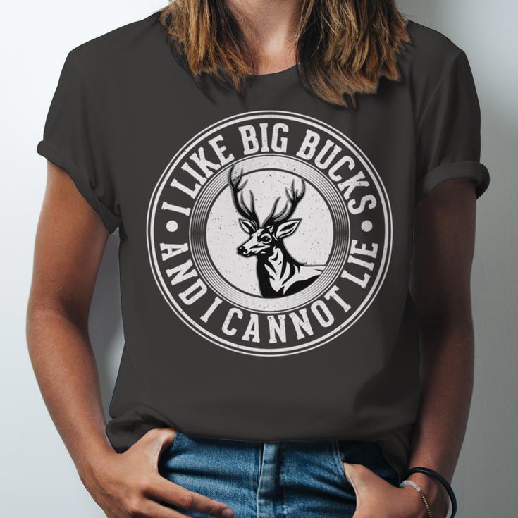 Funny I Like Big Bucks And I Cannot Lie Deer Hunting Unisex Jersey Short Sleeve Crewneck Tshirt