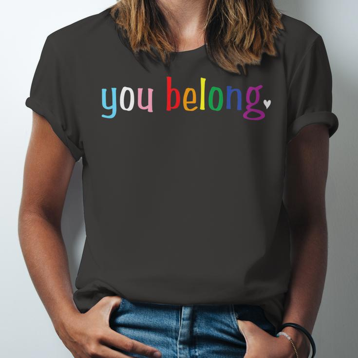 Gay Pride With Lgbt Support And Respect You Belong Jersey T-Shirt