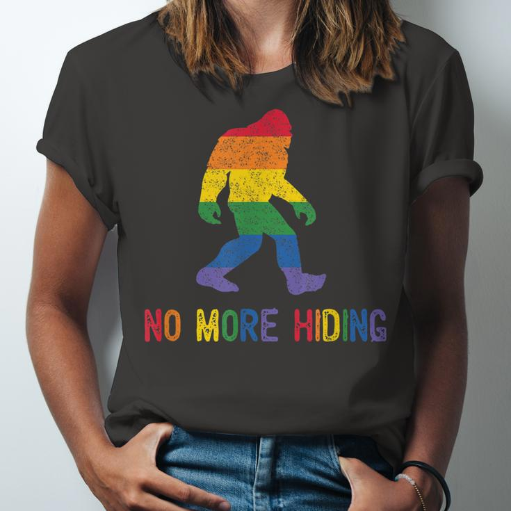 Gay Pride Support Sasquatch No More Hiding Lgbtq Ally Jersey T-Shirt