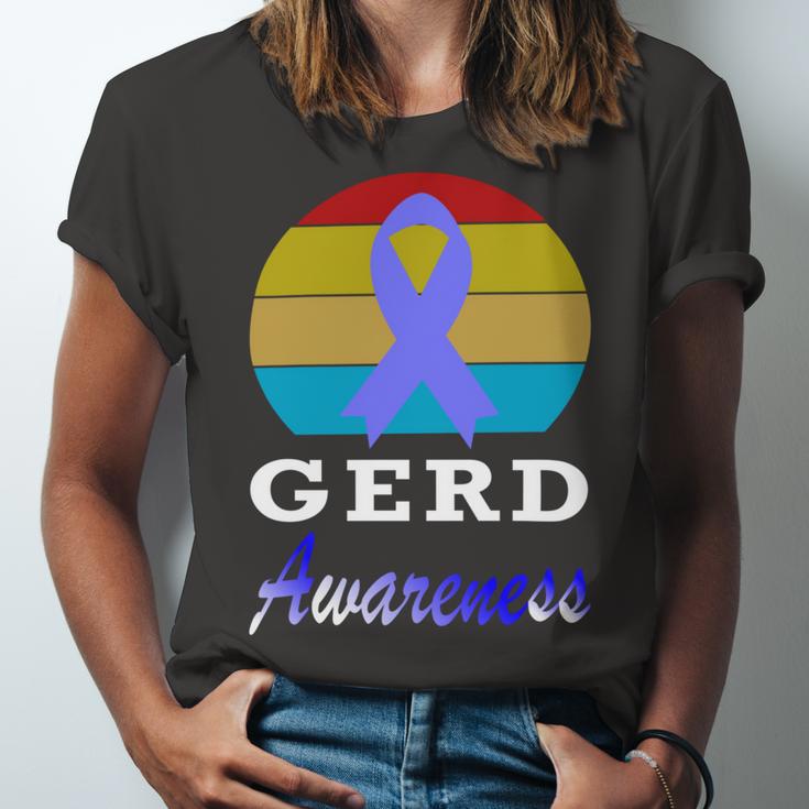 Gerd Awareness Vintage Periwinkle Blue Ribbon Gastroesophageal Reflux Disease Gerd Awareness Unisex Jersey Short Sleeve Crewneck Tshirt