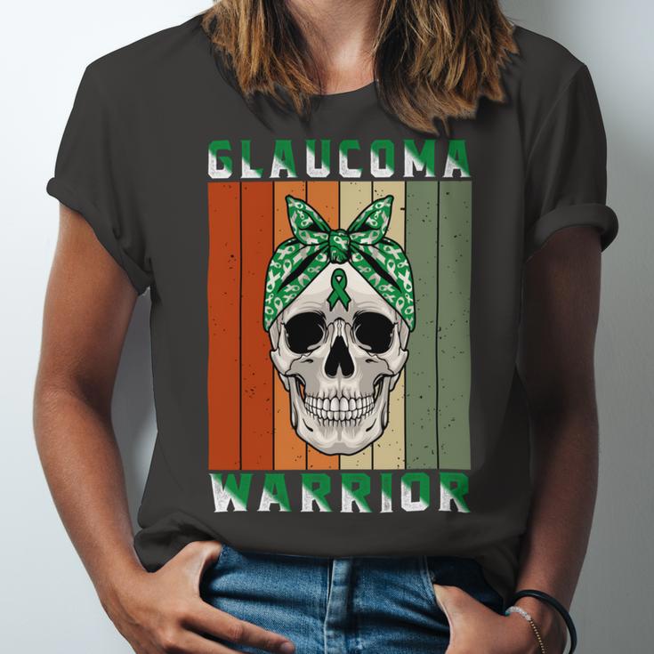 Glaucoma Warrior Skull Women Vintage Green Ribbon Glaucoma Glaucoma Awareness Unisex Jersey Short Sleeve Crewneck Tshirt