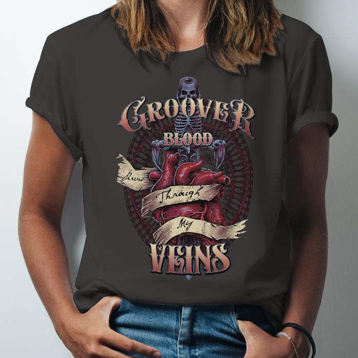 Groover Blood Runs Through My Veins Name Unisex Jersey Short Sleeve Crewneck Tshirt