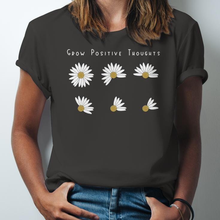 Grow Positive Thoughts Tee Floral Bohemian Style Jersey T-Shirt