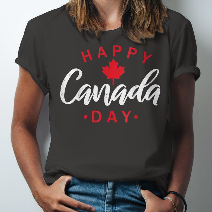 Happy Canada Day Funny Maple Leaf Canadian Flag Kids Unisex Jersey Short Sleeve Crewneck Tshirt