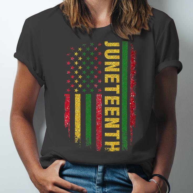 Juneteenth Us Flag Black King Melanin Dad Men Fathers Day Unisex Jersey Short Sleeve Crewneck Tshirt