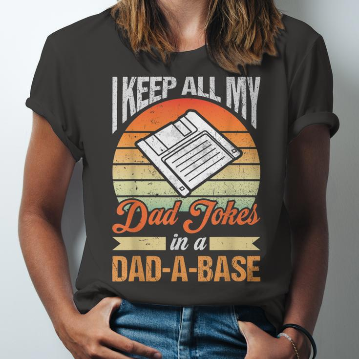 I Keep All My Dad Jokes In A Dad-A-Base Vintage Father Dad Jersey T-Shirt
