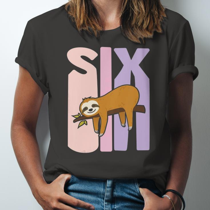 Kids 6 Years Old Cute Sloth Birthday Girl 6Th B-Day Jersey T-Shirt
