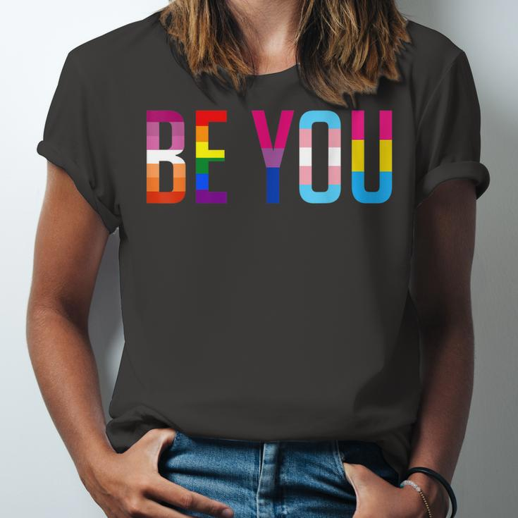 Be You Lgbt Flag Gay Pride Month Transgender Rainbow Lesbian Jersey T-Shirt