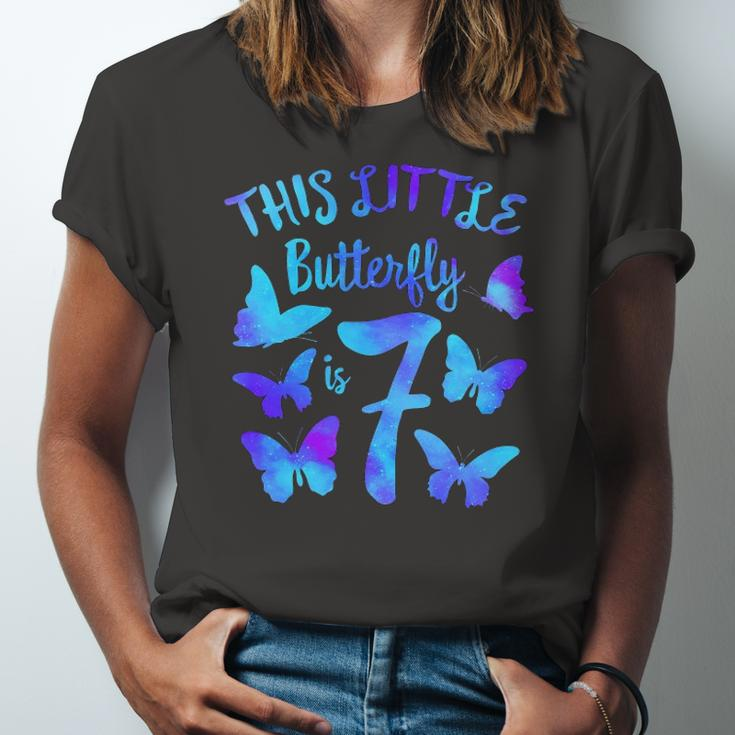 This Little Butterfly Is 7 7Th Birthday Party Toddler Girl Jersey T-Shirt