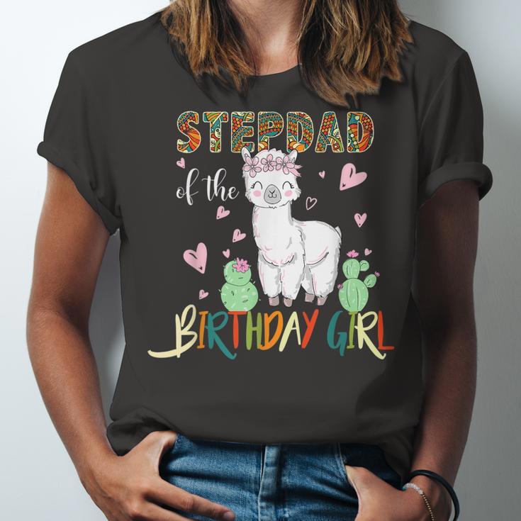 Llama Birthday Stepdad Of The Birthday Girl Outfits Unisex Jersey Short Sleeve Crewneck Tshirt