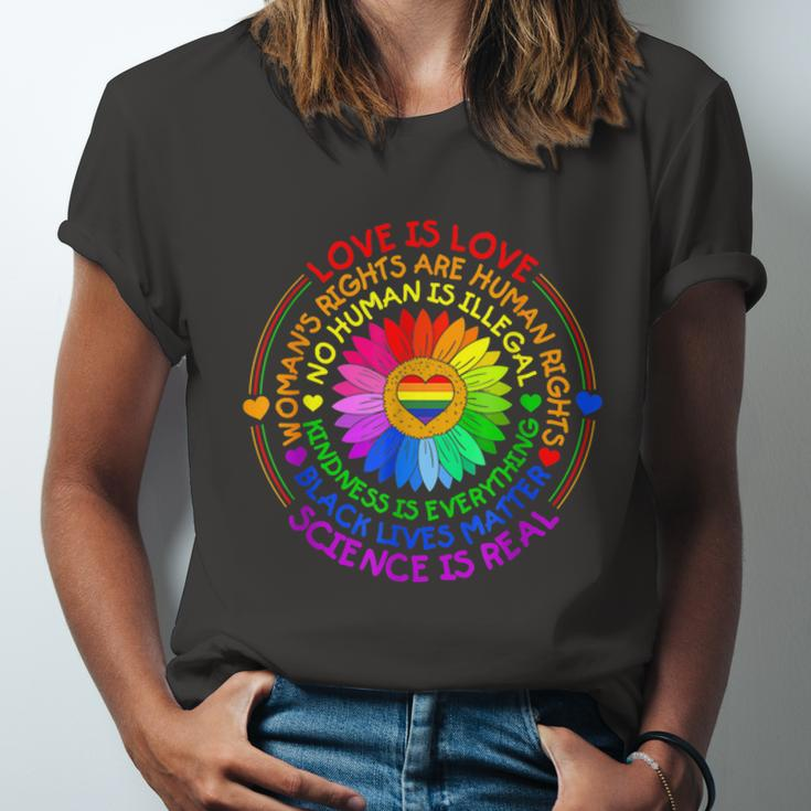 Love Is Love Science Is Real Kindness Is Everything LGBT Unisex Jersey Short Sleeve Crewneck Tshirt