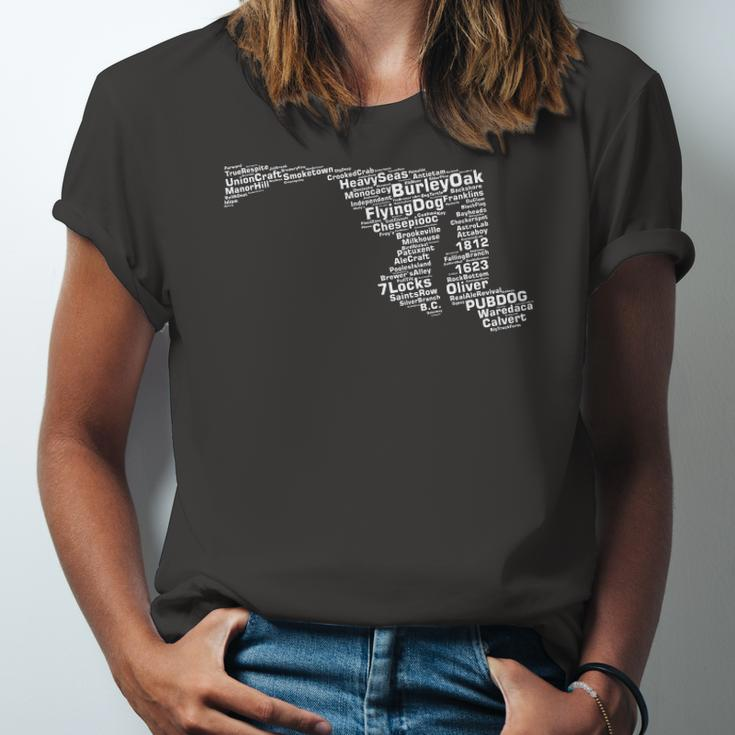 Maryland Breweries Word Art Maryland Map Jersey T-Shirt