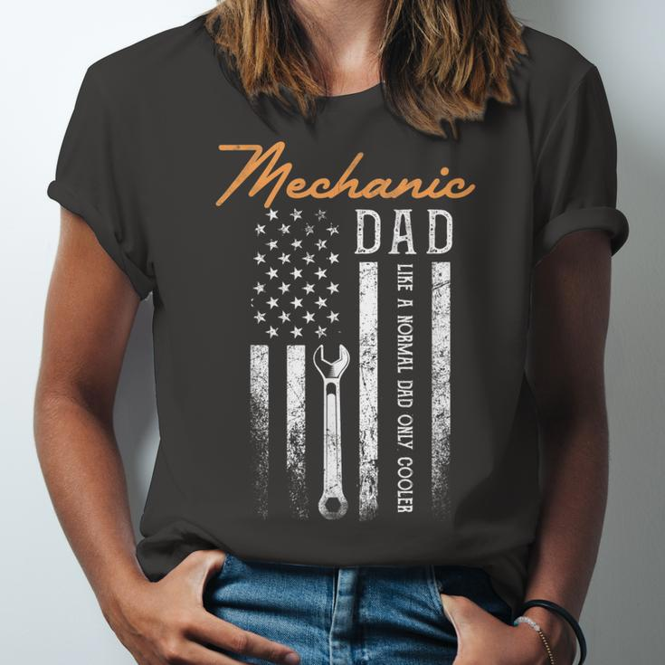 Mechanic Dad Like A Normal Dad Only Cooler Usa Flag Jersey T-Shirt